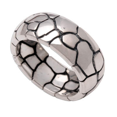 Sterling silver band ring, 'Karma Path' - Modern Sterling Silver Band Ring