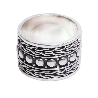 Sterling silver band ring, 'Woman Warrior' - Handcrafted Sterling Silver Band Ring from Bali