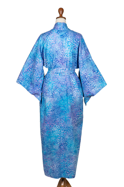 Cotton batik robe, 'Rushing River' - Women's Batik Cotton Robe