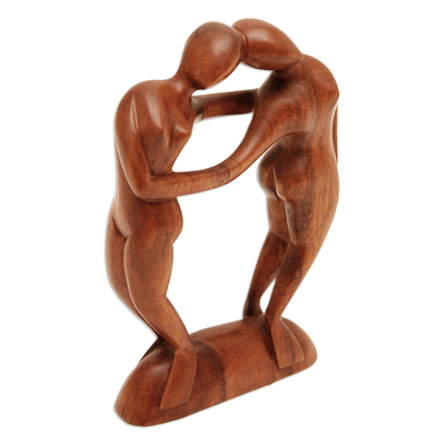 Wood sculpture, 'Couple in Love' - Wood sculpture