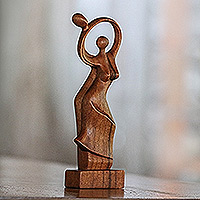Wood sculpture, 'Dancing Couple' - Handcrafted Wooden Sculpture from Indonesia