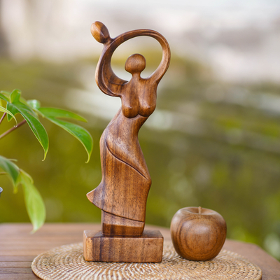 Wood sculpture, 'Dancing Couple' - Fair Trade Romantic Wood Sculpture
