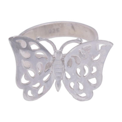 Sterling silver cocktail ring, 'Free as a Butterfly' - Sterling Silver Cocktail Ring