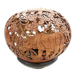 Coconut shell sculpture, 'Rhino Garden' - Coconut shell sculpture