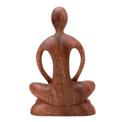 Holzskulptur - Handgefertigte Yoga-Skulptur aus Holz