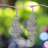 Sterling silver flower earrings, 'Promises' - Floral Sterling Silver Chandelier Earrings