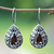 Garnet flower earrings, 'Lovely Daisies' - Floral Sterling Silver and Garnet Earrings (image 2) thumbail