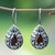 Pendientes flor granate - Pendientes Florales de Plata de Ley y Granate