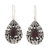 Garnet flower earrings, 'Lovely Daisies' - Floral Sterling Silver and Garnet Earrings thumbail