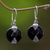 Onyx earrings, ‘Sylph’ - Onyx Sterling Silver Dangle Earrings from Indonesia thumbail
