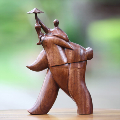 Wood sculpture, 'Guardian Umbrella' - Fair Trade Wood Sculpture from Indonesia