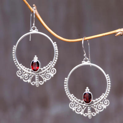 Garnet dangle earrings - Queen of Java | NOVICA