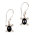 Onyx dangle earrings, 'Turtle Trails' - Handmade Sterling Silver and Onyx Dangle Earrings thumbail