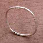 Sterling silver bangle bracelet, 'Simplicity in the Round' - Polished Round Sterling Silver Bangle Bracelet