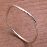Sterling silver bangle bracelet, 'Simplicity in the Round' - Polished Round Sterling Silver Bangle Bracelet