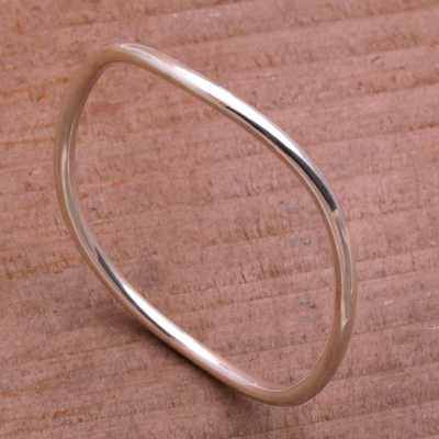 Sterling Silber Armreif, "Einfachheit in der Runde" - Poliertes Armreif-Armband aus Sterlingsilber