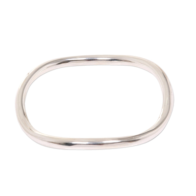 Sterling silver bangle bracelet, 'Simplicity in the Round' - Polished Round Sterling Silver Bangle Bracelet