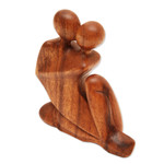 Wood sculpture, 'The Embrace' - Indonesian Wood Sculpture