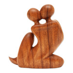 Wood sculpture, 'The Embrace' - Indonesian Wood Sculpture
