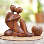 Wood sculpture, 'The Embrace' - Indonesian Wood Sculpture