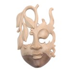 Wood mask, 'Innocent Girl' - Contemporary Wall Mask