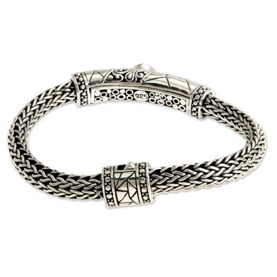 Men's citrine braided bracelet, 'Meditate' - Men's citrine braided bracelet