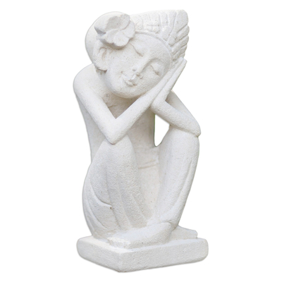 Sandstone sculpture, 'Flower Girl' - Sandstone sculpture