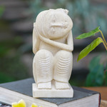 Sandstone sculpture, 'Daydreamer' - Sandstone sculpture