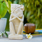 Sandstone sculpture, 'Sleeping Man' - Sandstone sculpture