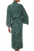 Women's batik robe 'Green Destiny' - Women's Hand Made Batik Patterned Robe