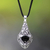Onyx flower necklace, 'Midnight Garden' - Floral Sterling Silver and Onyx Necklace (image 2) thumbail