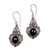 Onyx flower earrings, 'Midnight Garden' - Floral Onyx Sterling Silver Dangle Earrings thumbail