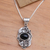 Onyx flower necklace, 'Nest of Lilies' - Floral Sterling Silver and Onyx Necklace (image 2) thumbail