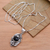 Onyx flower necklace, 'Nest of Lilies' - Floral Sterling Silver and Onyx Necklace (image 2b) thumbail
