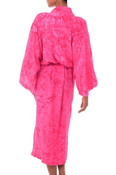 Women's batik robe, 'Crimson Destiny' - Women's Batik Patterned Robe from Indonesia