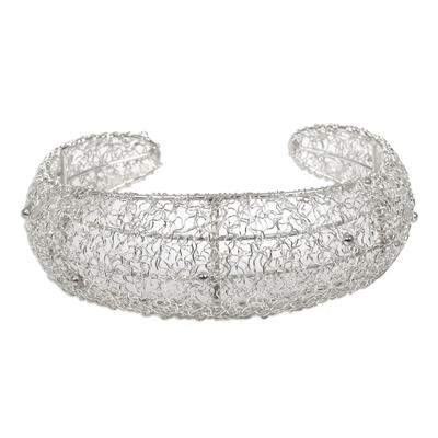 Sterling silver cuff bracelet, 'Energized' - Sterling silver cuff bracelet