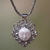 Sterling silver pendant necklace, 'Queen of Flowers' - Handcrafted Silver and Bone Pendant Necklace (image 2) thumbail
