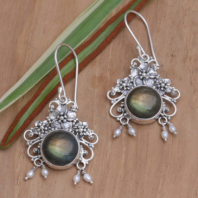 Floral Labradorite Sterling Silver Dangle Earrings - Royal Heritage ...