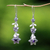 Cultured pearl and amethyst flower earrings, 'Heavenly Frangipani' - Indonesian Amethyst Pearl Silver Dangle Earrings