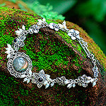 Unique Labradorite and Pearl Bracelet, 'Angelic'