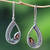 Garnet dangle earrings, 'Paisley Swirl' - Sterling Silver Garnet Dangle Earrings from Indonesia thumbail