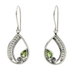Peridot dangle earrings, 'Paisley Swirl' - Sterling Silver Peridot Dangle Earrings