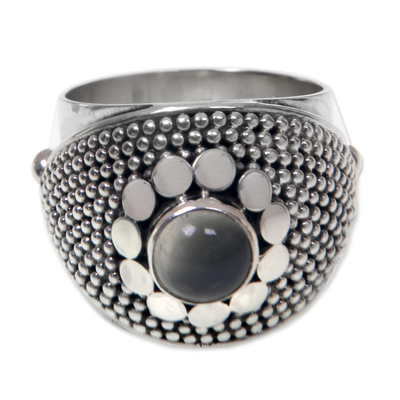 Modern Sterling Silver and Moonstone Ring from Bali