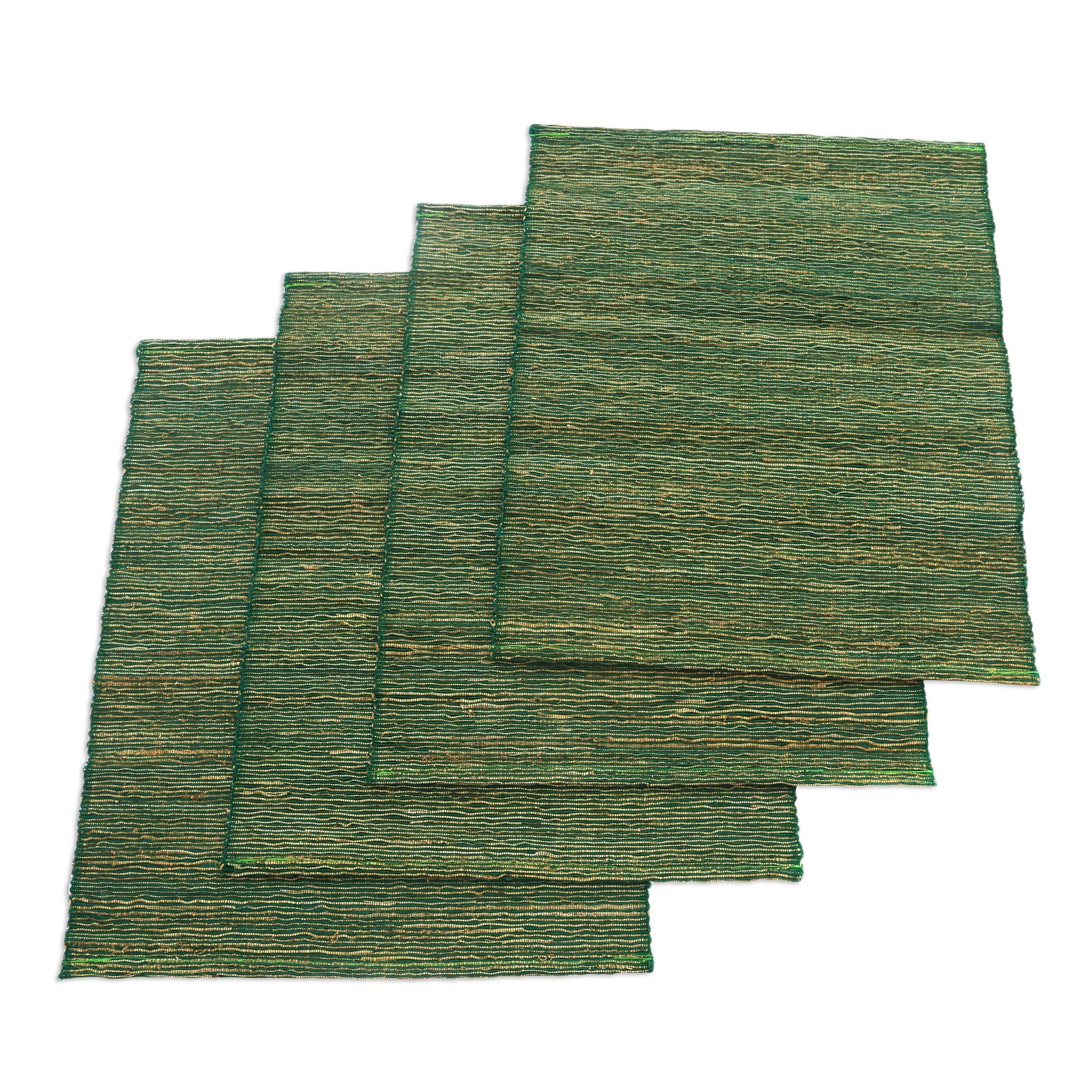 Hand Made Natural Fiber Placemats (Set of 4) - Emerald Nature | NOVICA - Natural Fiber Placemats With Drawstrings