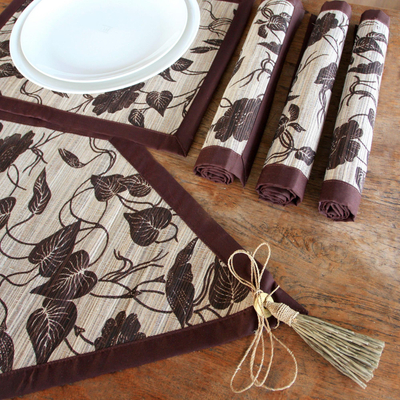 Leaf Cut Out Leather Placemats - Set of 6