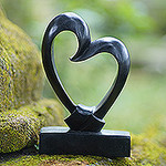 Romantic Wood Sculpture from Indonesia, 'Bonds of the Heart'
