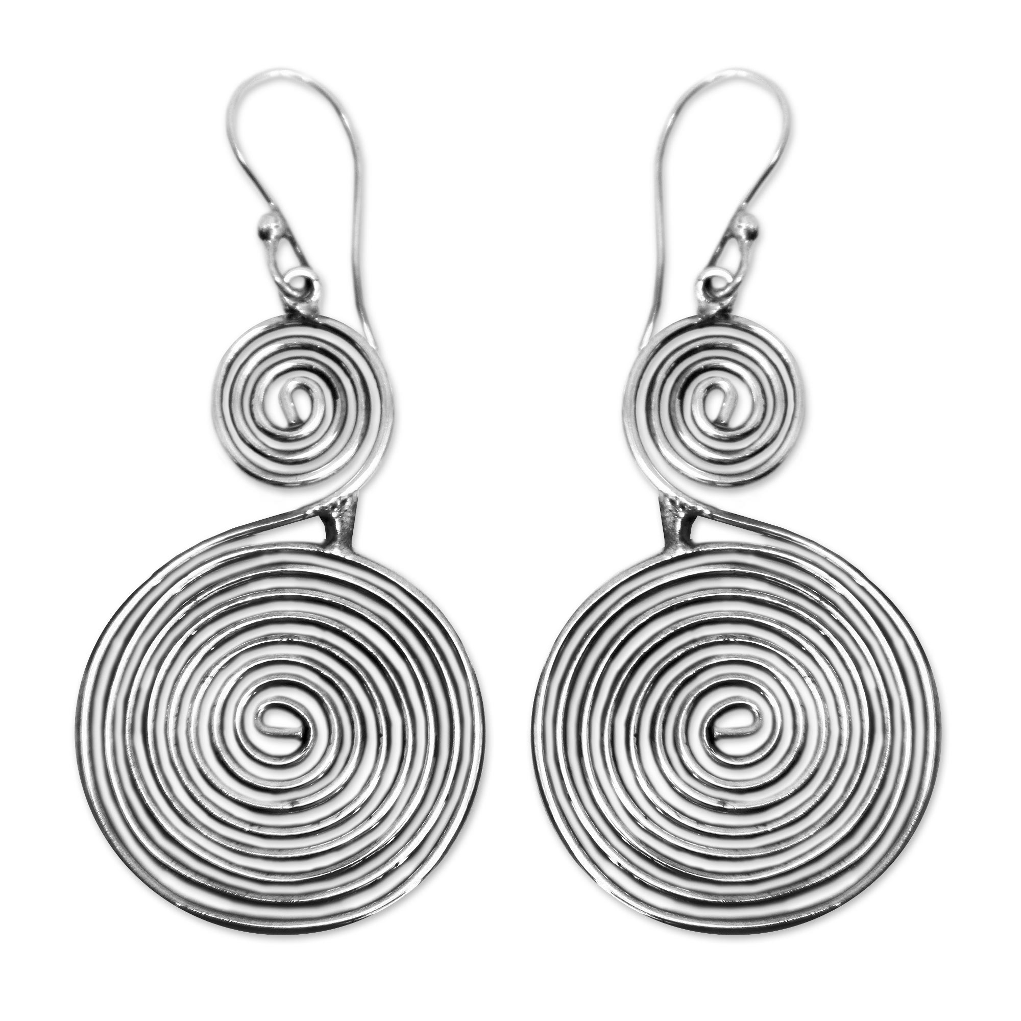 UNICEF Market | Double Spiral Sterling Silver Dangle Earrings from Bali ...