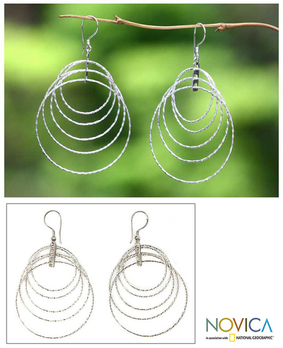 Sterling silver dangle earrings, 'Forever' - Unique Sterling Silver Dangle Earrings