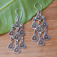 Sterling silver chandelier earrings, 'Bali Belle'