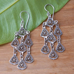 Sterling silver chandelier earrings, 'Bali Belle' - Sterling Silver Chandelier Earrings